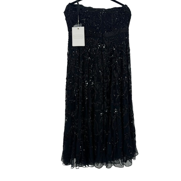 Mac Duggal Black Embellished Mesh Strapless Sequin Beaded Midi Dress Size 10 NWT - Picture 8 of 13